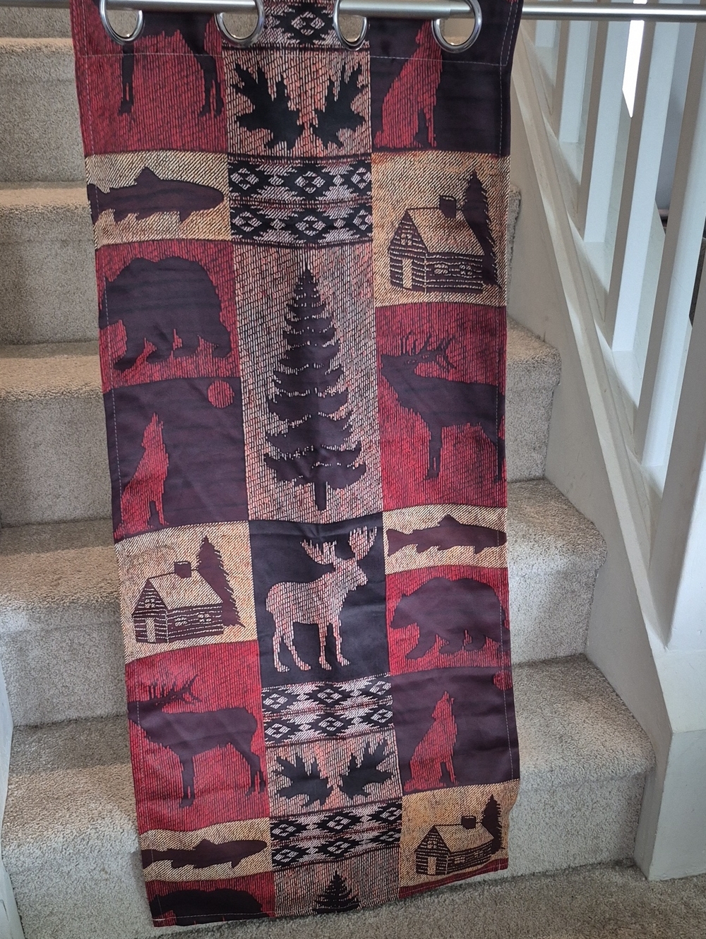 Rustic Lodge Curtain Panel in Red and Brown